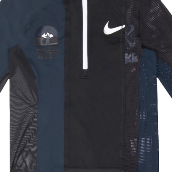 Nike x Sacai Women's Half Zip Running Jacket Black/Dark Obsidian - Picture 3 of 7